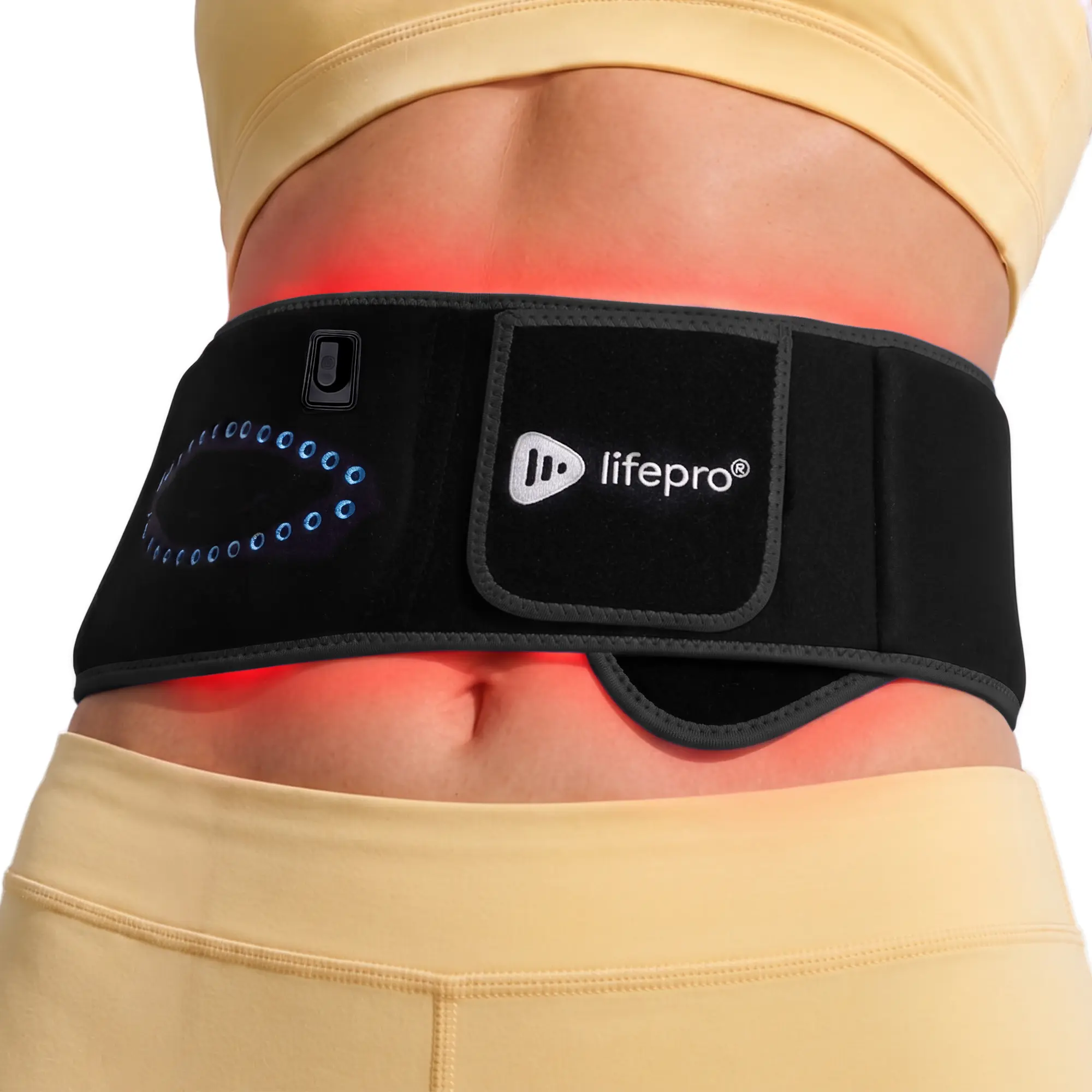 Lifepro Allevared Pro Red Light Belt - HSA/FSA Eligible Wearable Shoulder Heating Pad, Massage Device with Vibration, Postpartum Sculptor for Stretch Marks, Mommy Pooch Tightening, Muscle Recovery, Self Care Products for Daily Self-Care, Black Pro