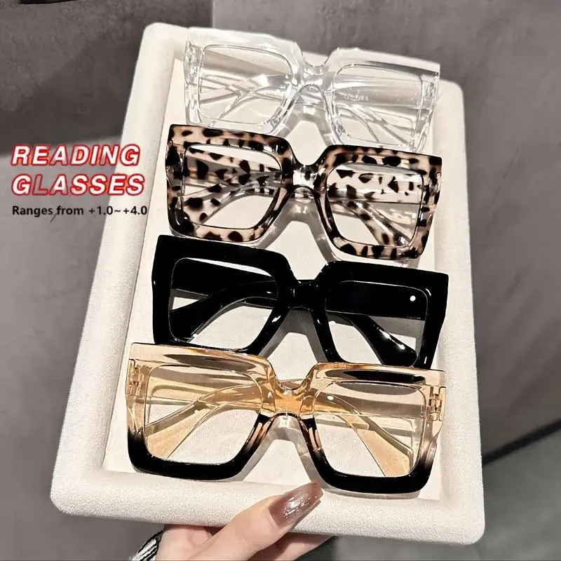 Trendy Tinted Lens Reading Glasses, Fashion Square Frame Eyeglasses for Women & Men, Fashion Eyeglasses for Work, Daily Clothing Decor, Perfect for Student Daily Use, Leopard Pattern Eyeglasses, Stylish Square Frames, Stylish Eyewear
