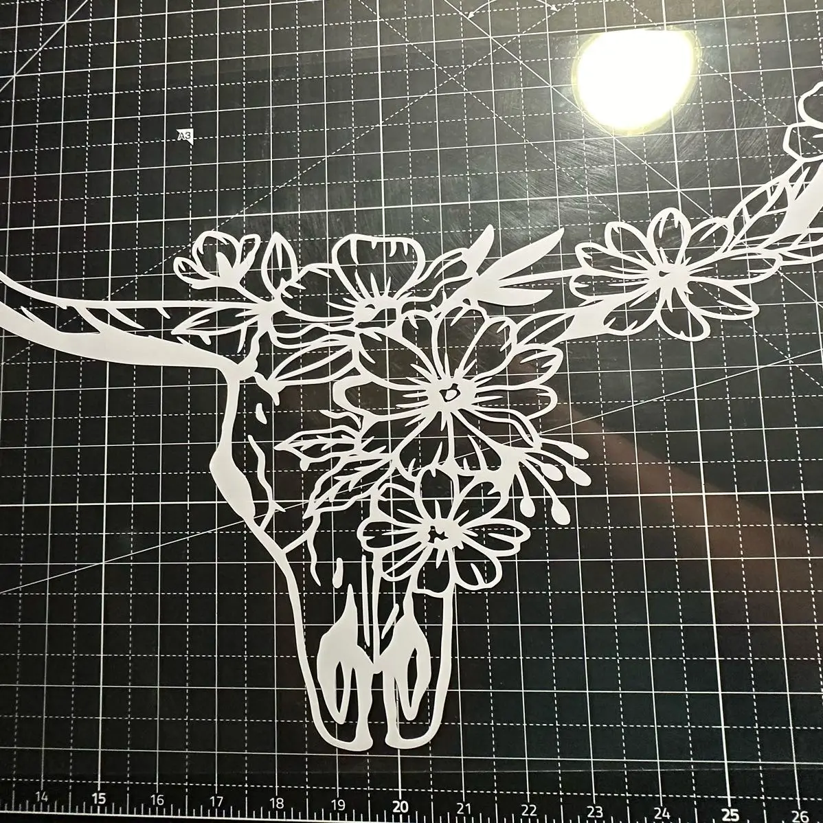 Longhorn Skull Will Flowers Truck or Car Decal in Weatherproof Vinyl - Perfect for Any Vehicle