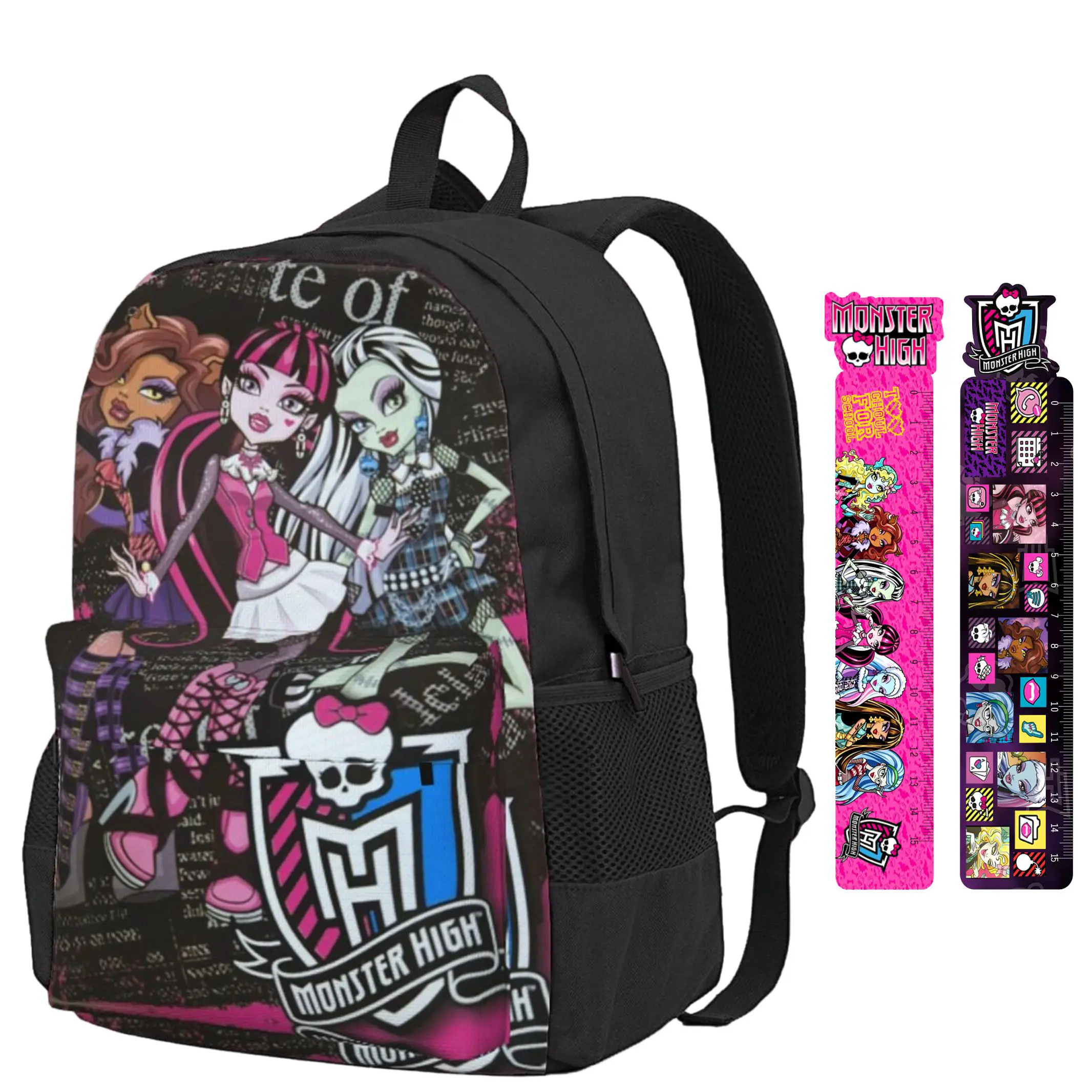 Cute Monster high Print Backpack for Women Monster high dolls Ergonomic Cushioned Laptop Daypack with Multiple Zipper Pockets,Monster high doll Lightweight Travel Bagpack, Ideal Gift for Birthday Christmas Day