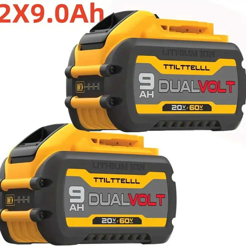Dewalt 2 Pack 9.0Ah DCB606 Replacement Battery Compatible with 20V/60V Max Flex-Volt Tools & Chargers DCB606-2 DCB609-2