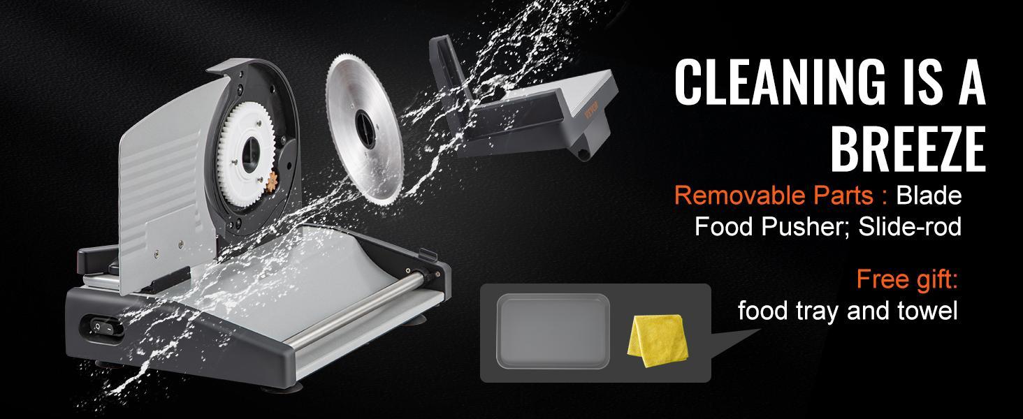 VEVOR Meat Slicer, TikTokShopBlackFriday, 200W Electric Deli Slicer, with Two 7.5" Stainless Steel Removable Blade, 0-15mm Adjustable Thickness for Home Use, Food Slicer Machine for Meat Cheese Bread