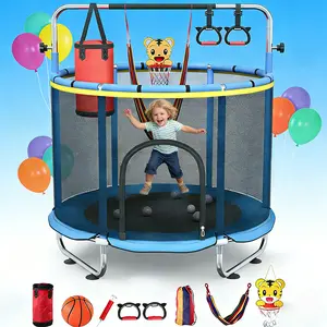 60 Inch Kids Trampoline with Safety Enclosure Net | Duty Outdoor Indoor Bounce for Toddlers