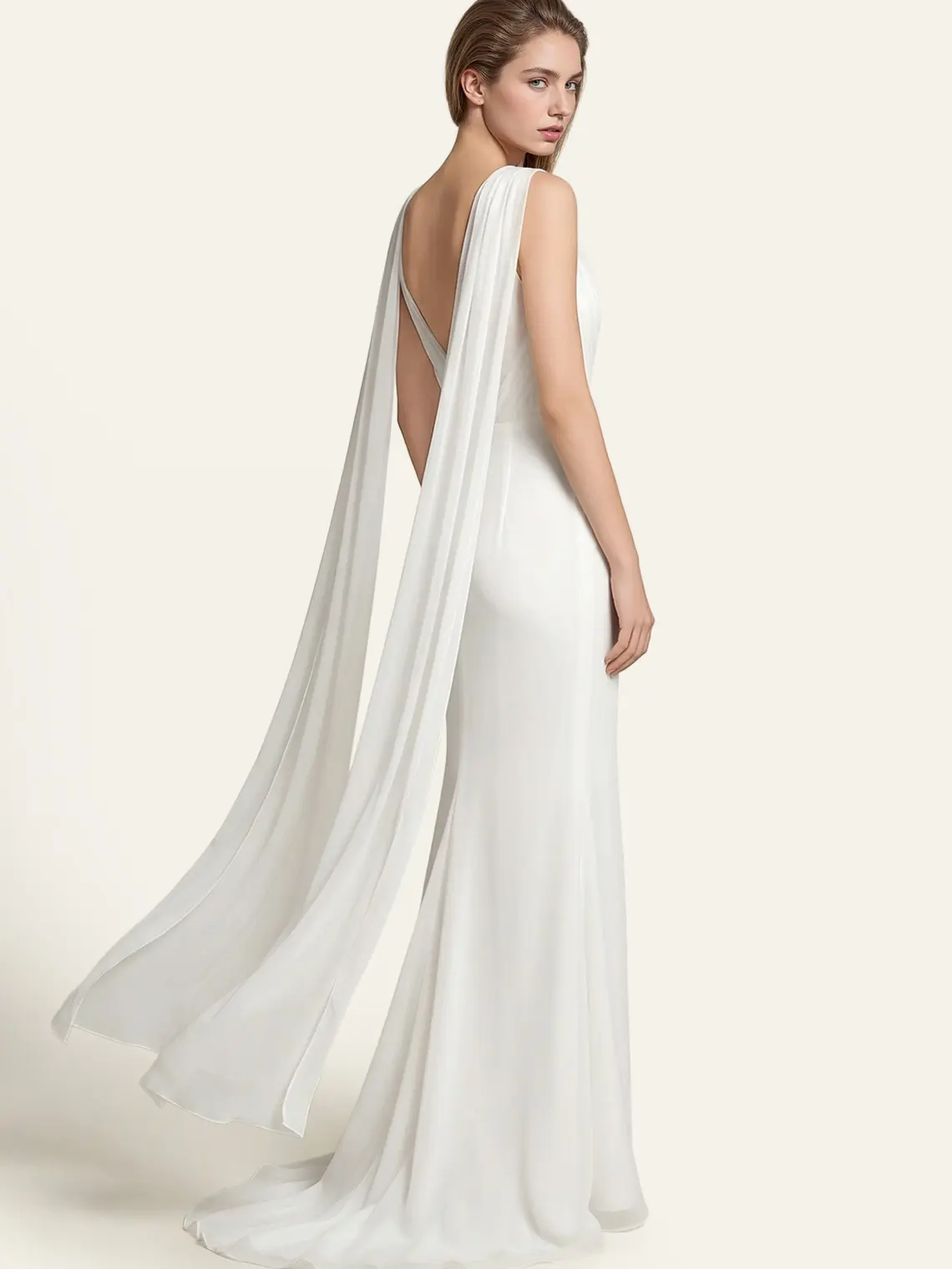 Azazie Bridal Extra Long Sheer Draped Flowing Wedding Ceremony Reception Chiffon Shawl