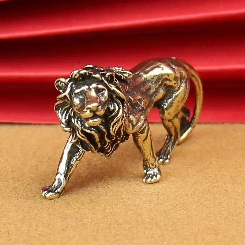 Handcrafted Vintage Brass Lion Statue, Ornaments Statues, Collectible Figurine, Exquisite Detail and Majestic Posture, Indoor/Outdoor Home and Office Decor, Collectible Figure Decor, Statue Figurines, Ideal for Collectors and Art Enthusiasts