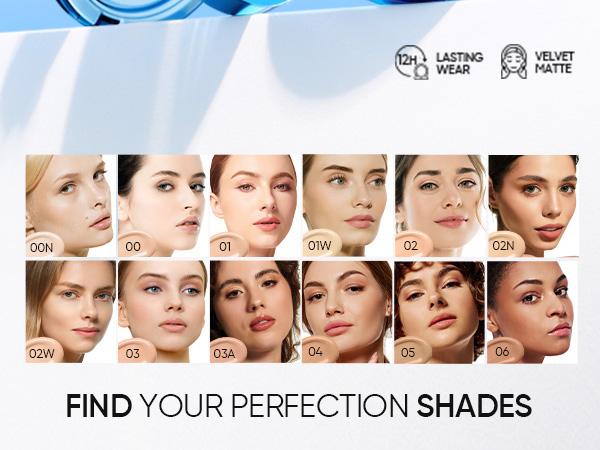 [New Shade Launch] SKINTIFIC Velvet Matte Cushion Foundation Blue Ultra Cover Powder Foundation, 12h Oil-Control, Lightweight, Long-Lasting, Waterproof Korean Cushion Makeup