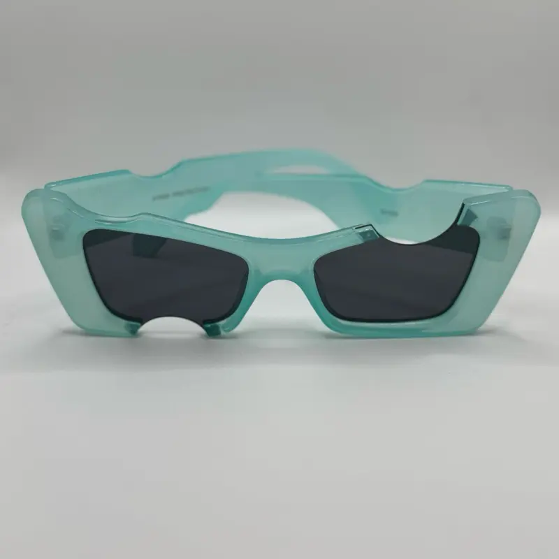 Teal Transparent Statement Sunglasses – Modern Rectangular Shades