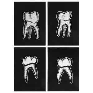 Punkx Set of 4 Gothic Tooth-Pattern Patches Black & White Embroidery for Ironing or Sewing on Jeans Jackets Tank Tops Backpacks Hats DIY Punk Rock Fashion Accessory