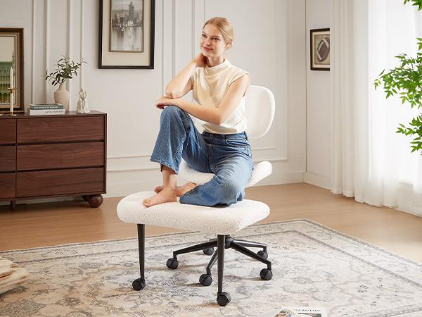 Pinmoco Curved-Shape Ergonomic Cross Legged Swivel Chair, Adjustable Height, Meditation Chair with Back Support, Home and Office Pinmoco Curved-Shape Ergonomic Cross Legged Swivel Chair, Adjustable Height, Meditation Chair with Back Support, Home and Office