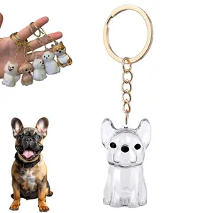 French Bulldog Pet Hair Keepsake Keychain: A miniature, portable keepsake box. Features a secure clasp for storing your pet's hair or other small mementos. Lightweight and portable, it's both a keychain and a sentimental token.