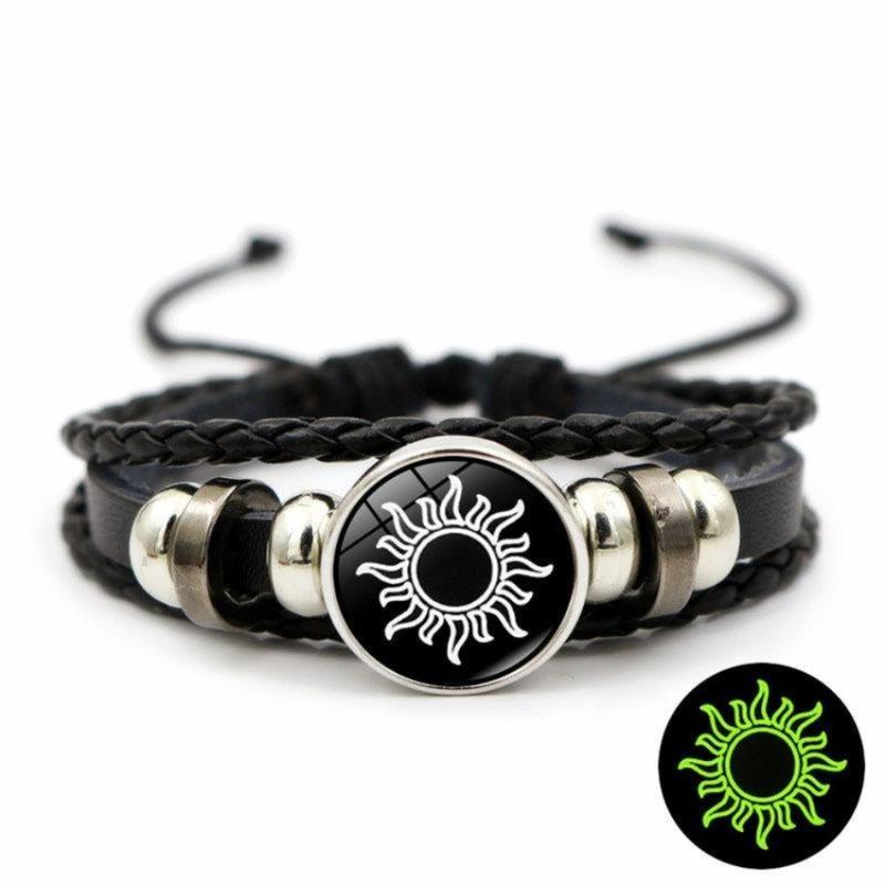 2026 Latest Model Couple’s Sun & Moon Leather Bracelet – Vintage Punk Multi-Layer Beaded Woven Glass Accent Gift, TikTokShopBlackFriday President’s Day Deal