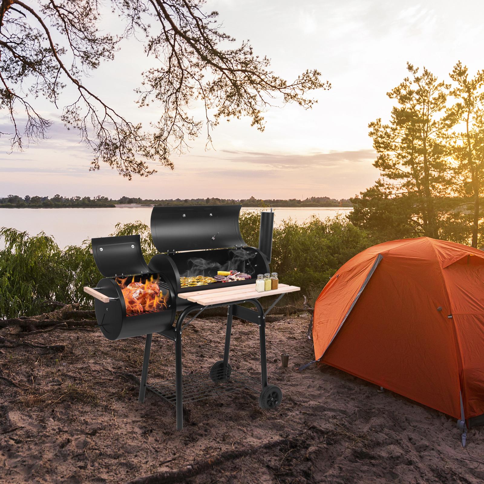 Ubesgoo BBQ Charcoal Grill, Outdoor Patio Barbecue Cooker With Offset Smoker, Wheels And Tray For Balcony Picnics, Party And Camping Ubesgoo BBQ Charcoal Grill, Outdoor Patio Barbecue Cooker With Offset Smoker, Wheels And Tray For Balcony Picnics, Party And Camping