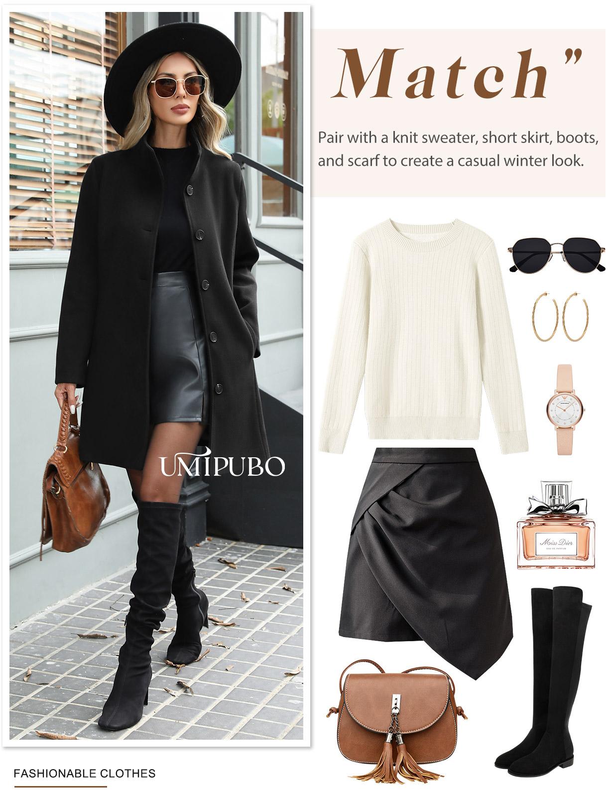 UMIPUBO Women's Winter Single Breasted Pea Coat Casual Stand Collar Overcoat Work Office Classic Jacket with Pockets UMIPUBO Women's Winter Single Breasted Pea Coat Casual Stand Collar Overcoat Work Office Classic Jacket with Pockets