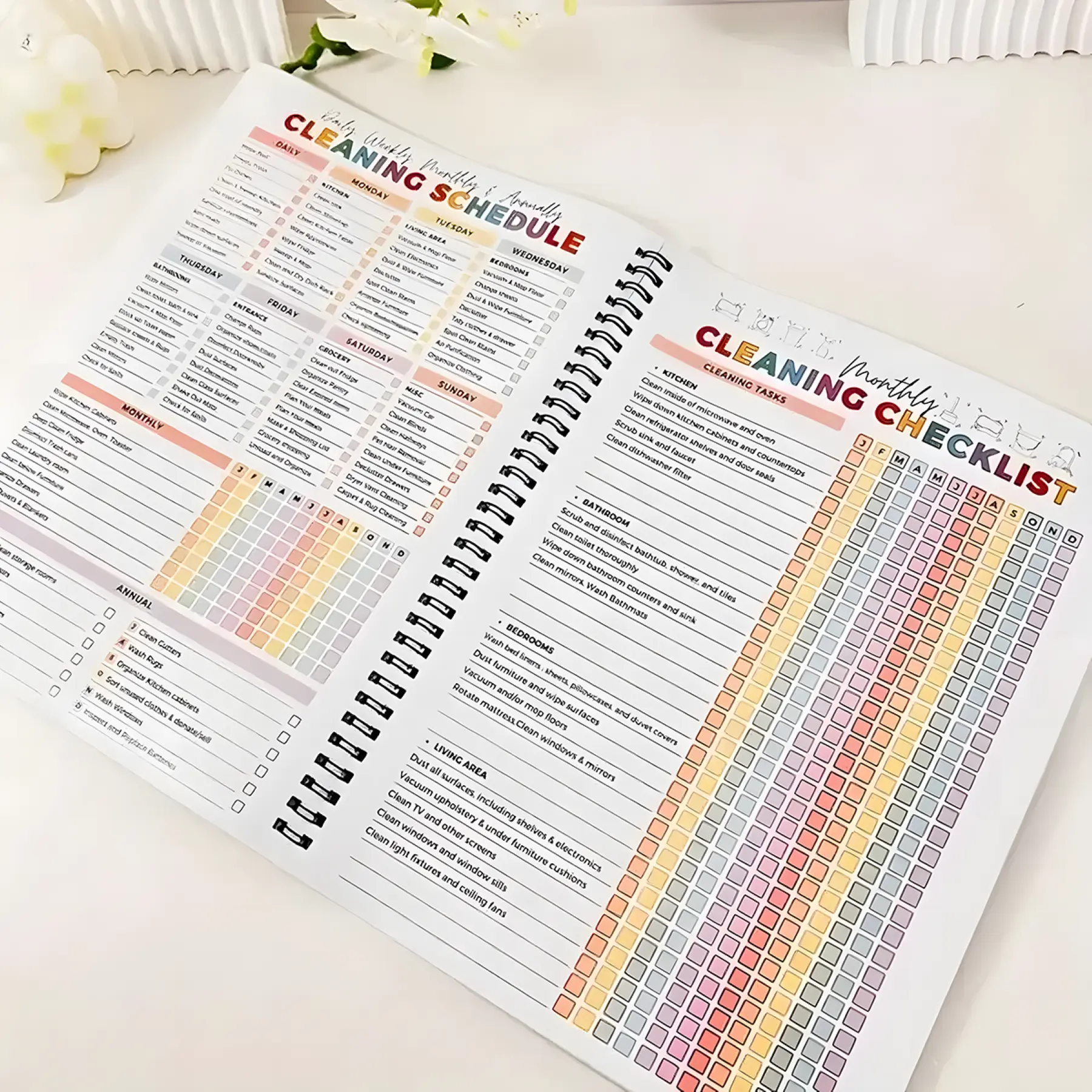 UPTIP ADHD Cleaning Planner for Adults, Home Organization Notebook, Cleaning Checklist, Daily Weekly Monthly Planner, Declutter Workbook, Habit Tracker, Time Blocking & Reward System, Back to School College Supplies Stationery