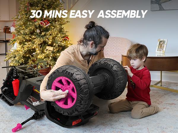 Hikiddo Kids ATV 4-Wheeler, Ride on Toys for Big Kids with 2 Seater Bluetooth Light