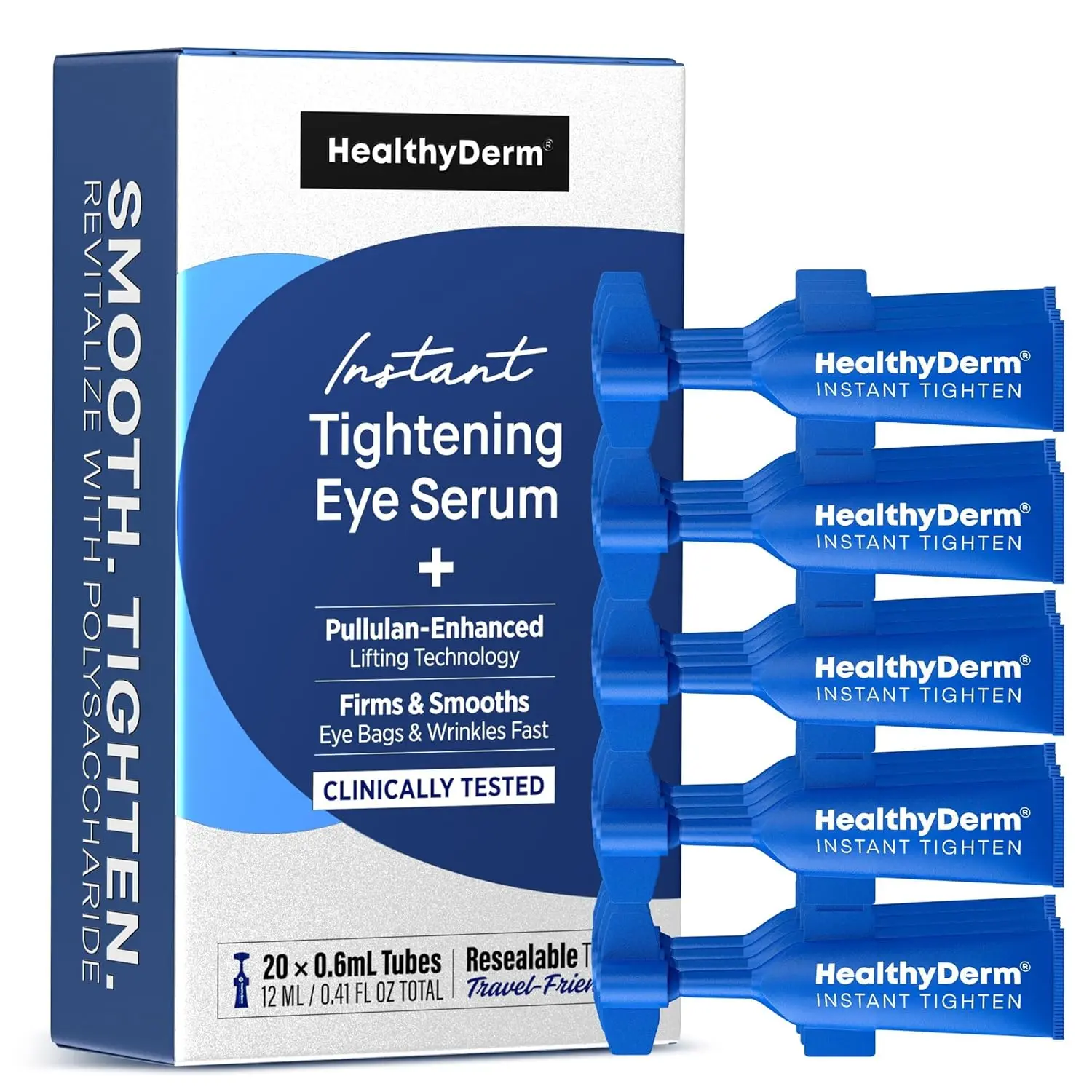 Instant Under Eye Lift Serum: Reduces Eye Bags, Wrinkles, Puffy Eyes, Dark Circles & Crow’s Feet in Minutes - Advanced Firming Polysaccharide Formula for Mature Skin - 20 Resealable Tubes