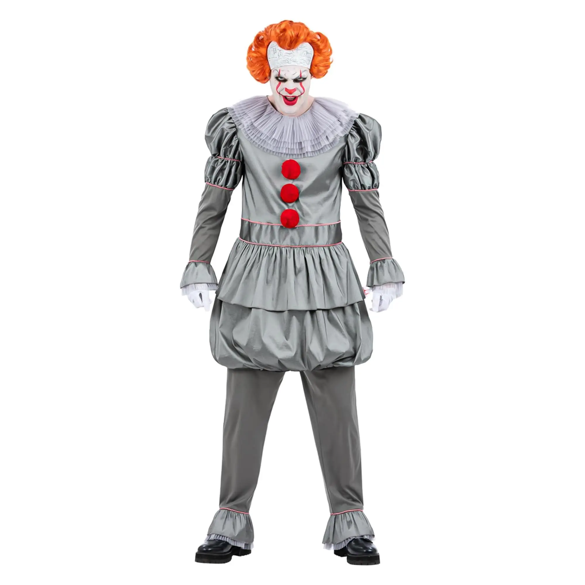 Men's Scary Pennywise Costume from It Chapter 2 - Long Tunic, Ruffled Trouser for Adult Special Occasion Events