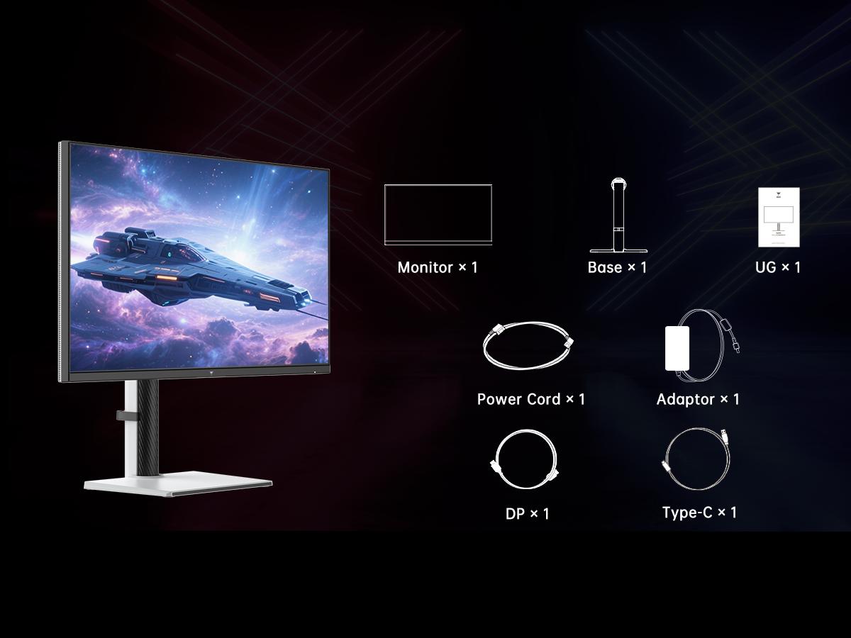 KTC 27'' 4K Mini LED 320Hz Gaming Monitor, UHD 3840x2160 Dual Mode (4K 160Hz/FHD 320Hz), HDR 1400, Fast IPS, Adaptive-Sync, Contrast 1000000:1, Type-C 65W, KVM, VESA, Tilt & Swivel & Height Adjustable, White, LOGO RGB Light, M27P6