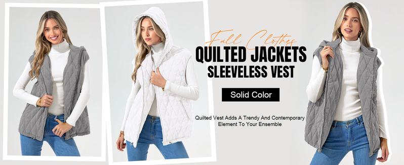 PrettyGarden Women's Quilted Vest Casual Sleeveless Hooded Zip Up Diamond pattern Jacket With Pockets Winter Coat Outerwear Minimalist Top