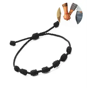 Adjustable Cord Bracelet 7 Knots for Protection Evil Eye & Good Luck for Women Men Girls Boys