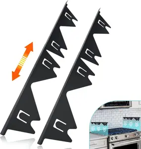 Stove Gap Covers Stainless Steel, 2 Pack Stove Gap Filler Easy Retractable Length 13.8" to 27.5", Width 0.79" Stove Gap Guards Range Trim Kit, Heat Resistant Guard Between Stove Top & Counter