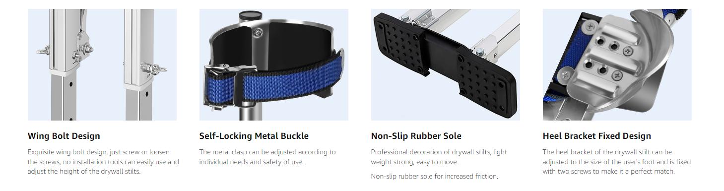 Painting Drywall Stilts, Adjustable Aluminum Plastering Tool Stilts, Multi-size Drywall Stilts, Professional Drywall Stilts Reliable Rubber Heavy Duty Portable non-slip work