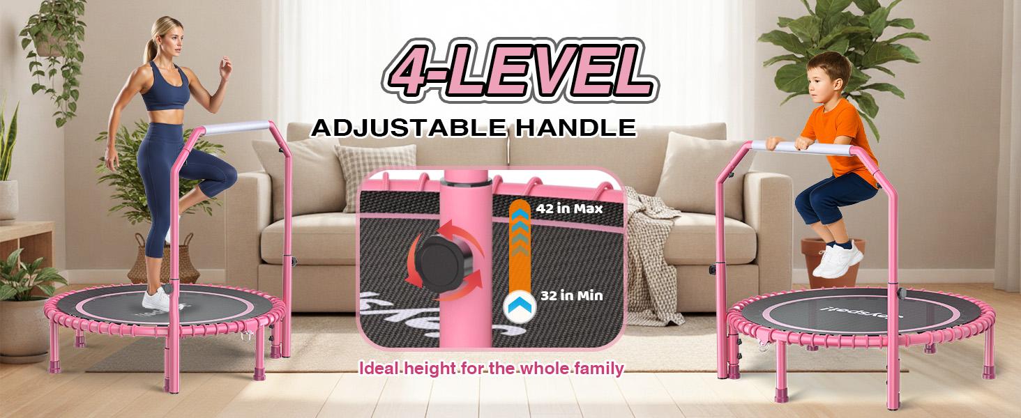 JoySpot 450 LBS Foldable Trampoline, 40" Indoor Fitness Rebounder with U-Shape Adjustable Foam Handle, Quiet Bungee Jump System & Cordless Jump Ropes, Indoor&Outdoor fitness, Yoga, for Adults JoySpot 450 LBS Foldable Trampoline, 40" Indoor Fitness Rebounder with U-Shape Adjustable Foam Handle, Quiet Bungee Jump System & Cordless Jump Ropes, Indoor&Outdoor fitness, Yoga, for Adults