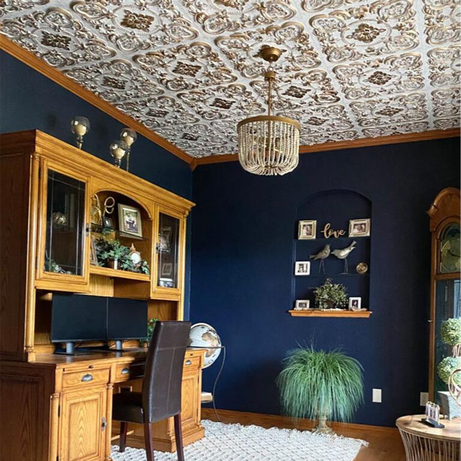 From Plain To Beautiful In Hours Gaby 2 ft. x 2 ft. PVC Glue-up or Lay-in Faux Tin Ceiling Tile - #DCT 30 - (Pack of 10) / 40 sqft