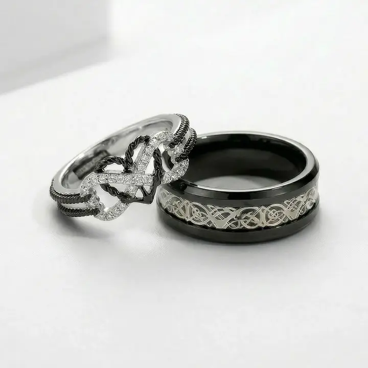 Nightscale Eternity Bond Rings | 925 Sterling Silver Celtic Couples Rings | Promise Rings Her | Infinity Ring | Stainless Steel Mens Rings For Valentines Day Gift, Unique Silver Engagement Rings | Jewelry Fashion Accessories | Cute Matching Rings