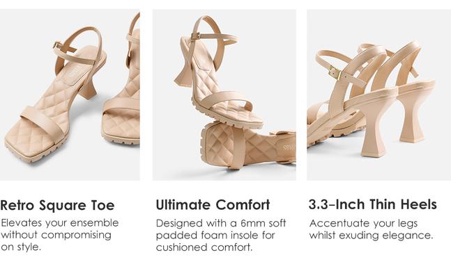 DREAM PAIRS [Wonder Cloud] Athena Square Toe High Stiletto Heel Sandals