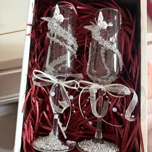 Custom wedding champagne flute toasting glasses wedding party set wedding gift idea