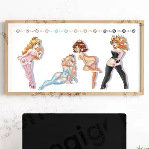 Princess Pin Up line up Art Print 13 x 7