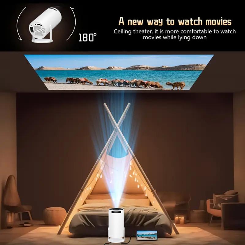 Portable Projector 2.4/5G WiFi 360° HD LED 200 InchScreen Built-in Speaker Multifunctional Projector forHome Cinema and Outdoor Use