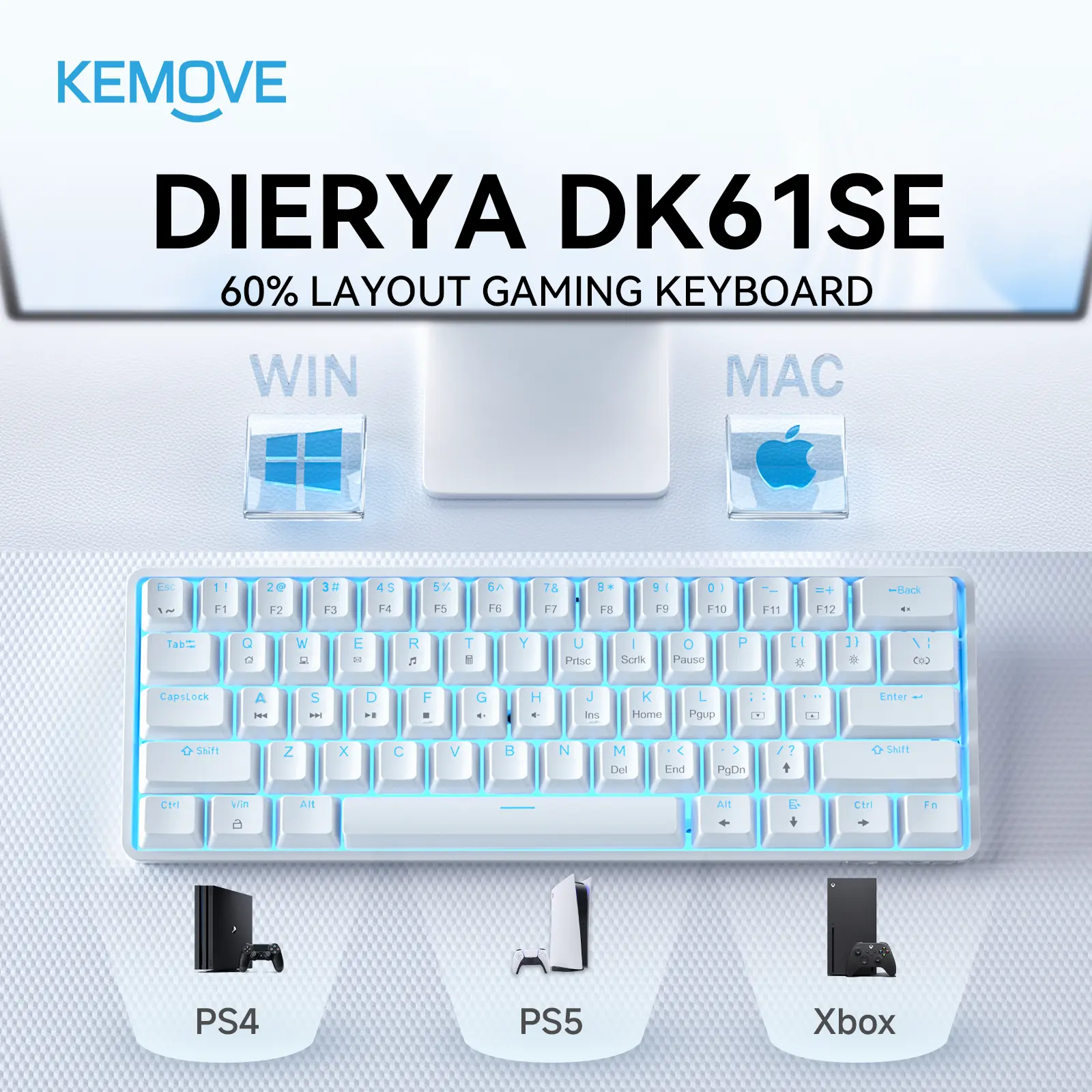 DIERYA DK61SE Mechanical Gaming Keyboard, Red Switch Keyboard for Gamers, Essential Gamer Stuff for Computers & Office Equipment, Keyboards