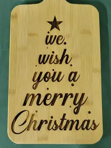 Laser Engraved We Wish You A Merry Christmas Bamboo Cutting Board