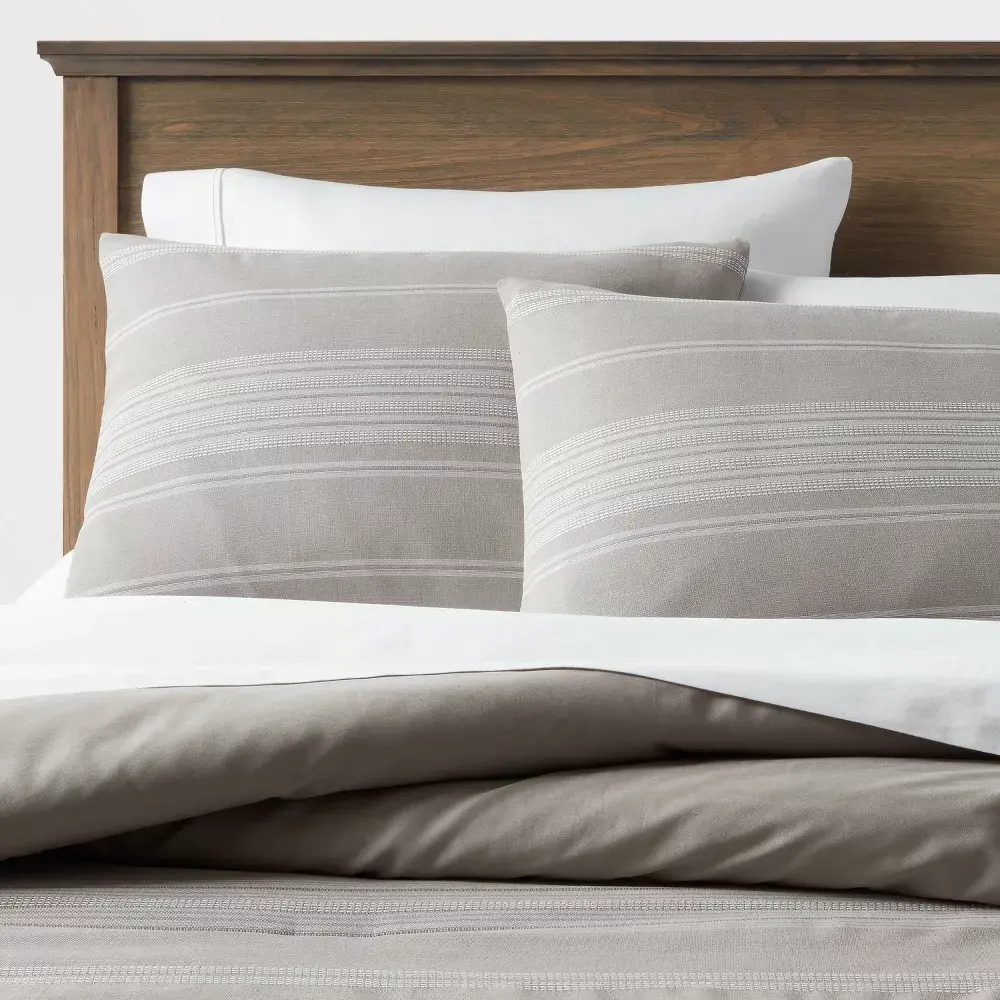 Threshold 2-Piece Cotton Bed Comforter Set - Jack and Tack Quilting, Zipper-Closure Duvet Cover Set, Bed Comforter Sets