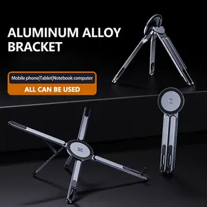 Upgraded Aluminum Alloy Foldable Laptop Stand | Adjustable Aviation Aluminum Alloy Laptop Stand with Magnetic Function, Suitable for MacBook, Laptops and Tablets