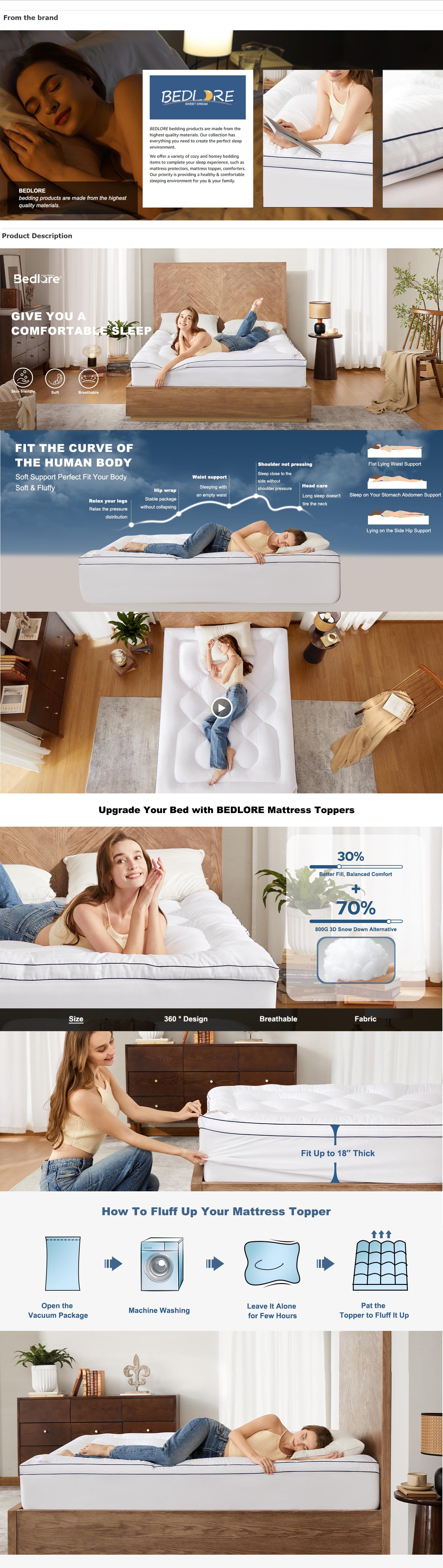 SpringGlowUp【BEDLORE】Cooling Breathable Mattress Topper, Chinese Knot Pattern, Extra Thick for Ultimate Pressure Relief Pillow-Top Design for Plush Comfort – Soft, Luxury Feel with Deep Pockets (Fits 6–18 Inches) for Home, Bedroom, or Guest Room