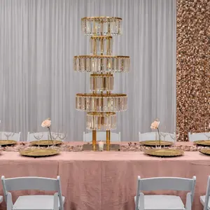 2 PACK | 40″ Tall 5-Tier Crystal Glass Pendant Stand,Centerpiece Stand Metal Standing Organiser Rack