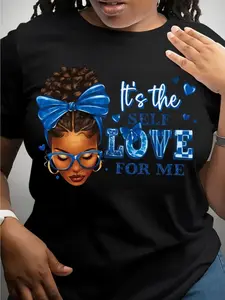 [Romantic Sweetheart]Women's Cotton T-shirt, A-line "It's Self Love" print, summer exclusive