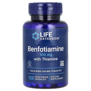 Life Extension Benfotiamine with Thiamine, 100 mg, 120 Vegetarian Capsules