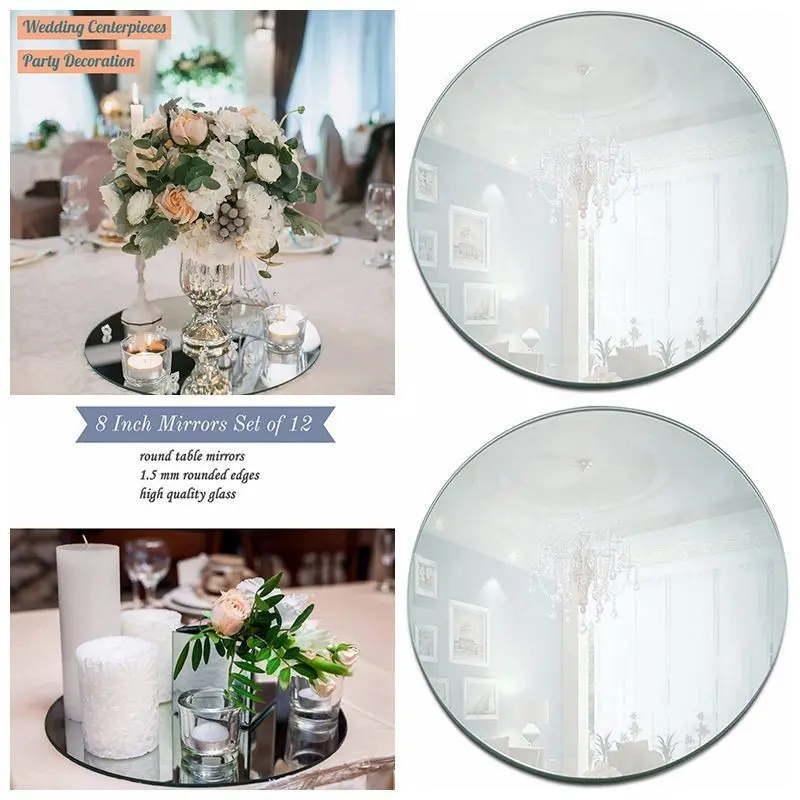 5 Pack 10 Inch Acrylic Round Mirrors, Table Centerpiece Decor, Wall Decoration, Home Decorative Mirror, Wedding Table Centerpieces, Baby Party, Thickness 1mm