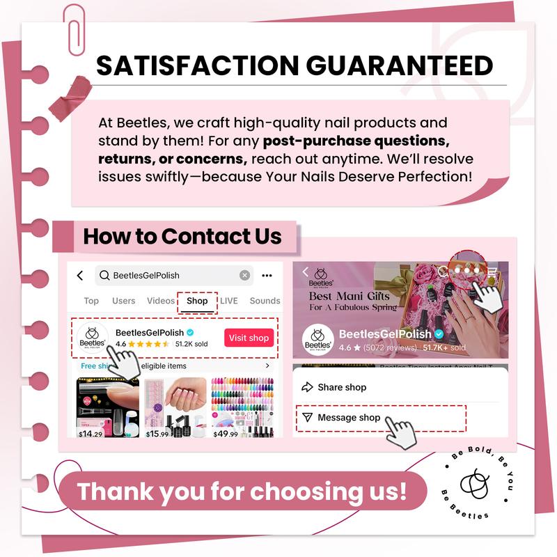 Beetles X Press Plus-Lite Kit French Tips Square Almond French Tip Press on Nails with Nail Glue Builder Top Coat Squoval Press on Nails DIY Manicure Gift for Women