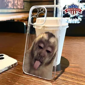 Cute Monkey Pattern Phone Case, Anti-drop Cellphone Protective Case, Total Protective Shockproof Mobile Phone Cover for iPhone Transparent Protection Astronaut Durable