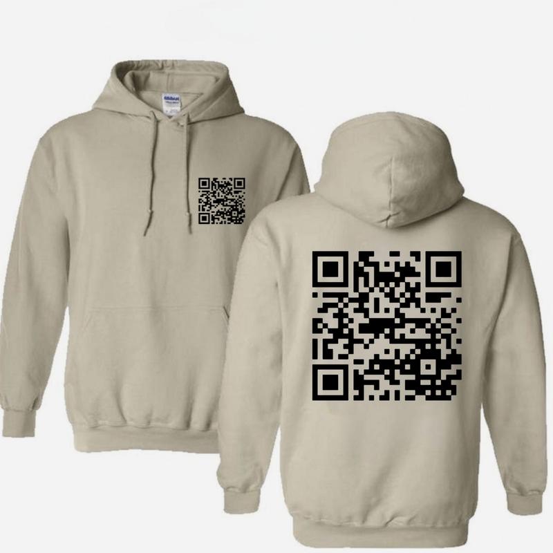Funny QR Code FU Unisex cotton Hoodie Hoodied Hoodies & Sweaters Daily
