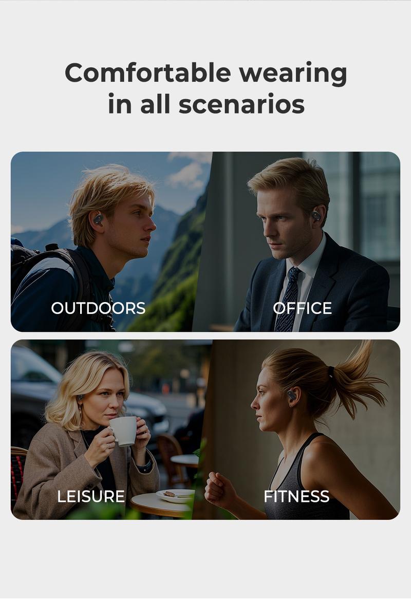 HTC NE33 OWS Open End Earphones with LED Touchscreen & Earphone Illumination High-definition sound quality, waterproof earphones, for Travelers Business & Language Learners