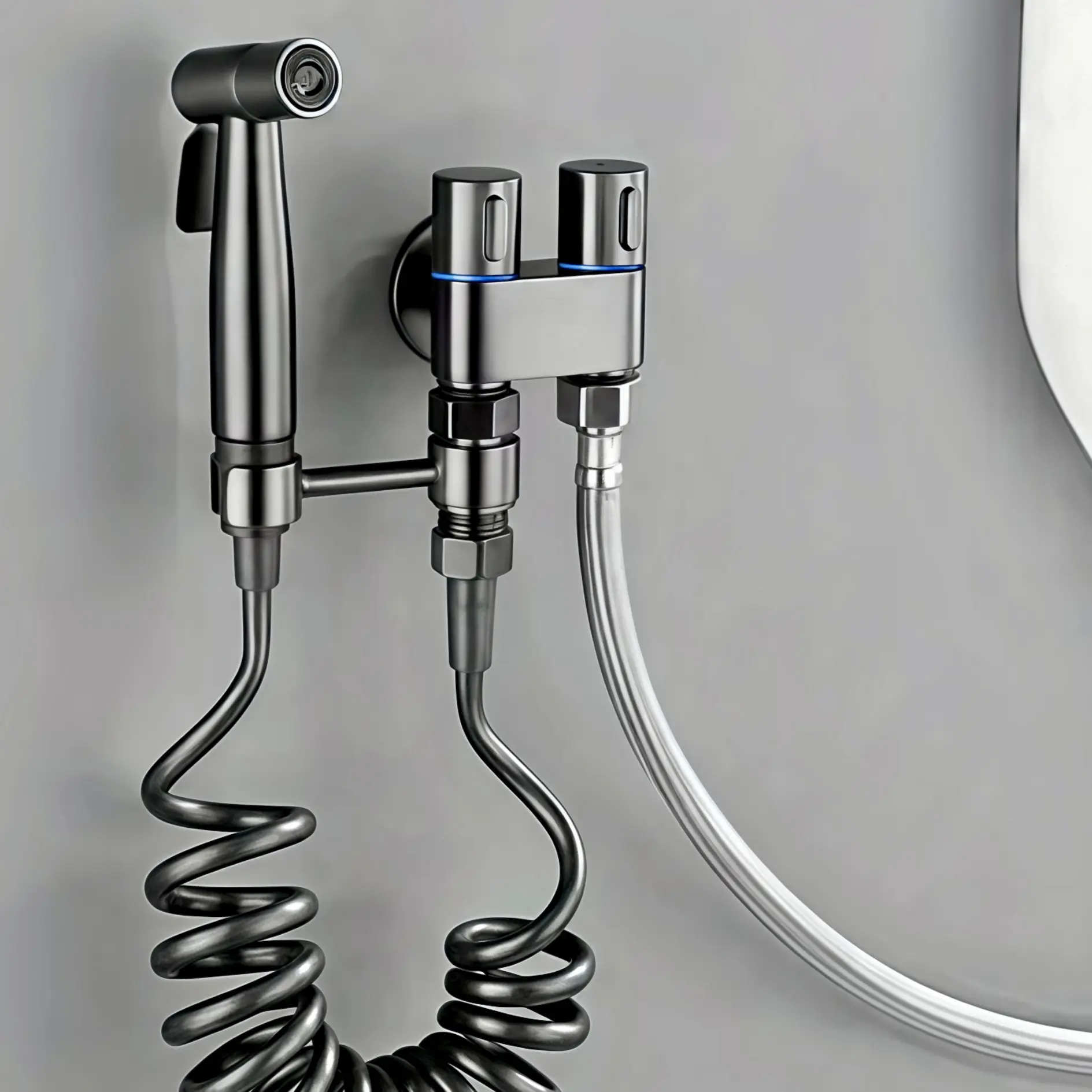 Stainless Steel Toilet Sprayer, 1 Set Handheld Sitz Bath Sprayer, Handheld Bidet Sprayer, Bathroom Wall Mounted Cleaning Spray-Gun, Toilet Washing Tool with Extended Flexible Hose, Handheld Bidet Sprayer For Toilet