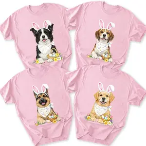 [Sale Up To 50%] Custom Easter Dog Coquette  T-Shirt, Easter Dog Bunny Ears, Dog Mom Coquette Shirt, Happy Easter Day Gift, Easter Bunny Dog