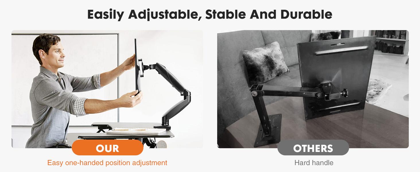 Furnest Computer Ac Monitor Stand - Adjustable Desk Mount Arm for Support 15 to 27 Inch and 4.4 to 15.4lbs Screen, Gas Spring Computer Monitor Holder with Clamp and Grommet Base, VESA Bracket 75 and 100