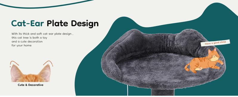 Cat Tree Tower for Indoor Cats 54in Tall Multi-Level Pet Furniture with Sisal Scratching Post, Plush Toy, and Climbing Ladder